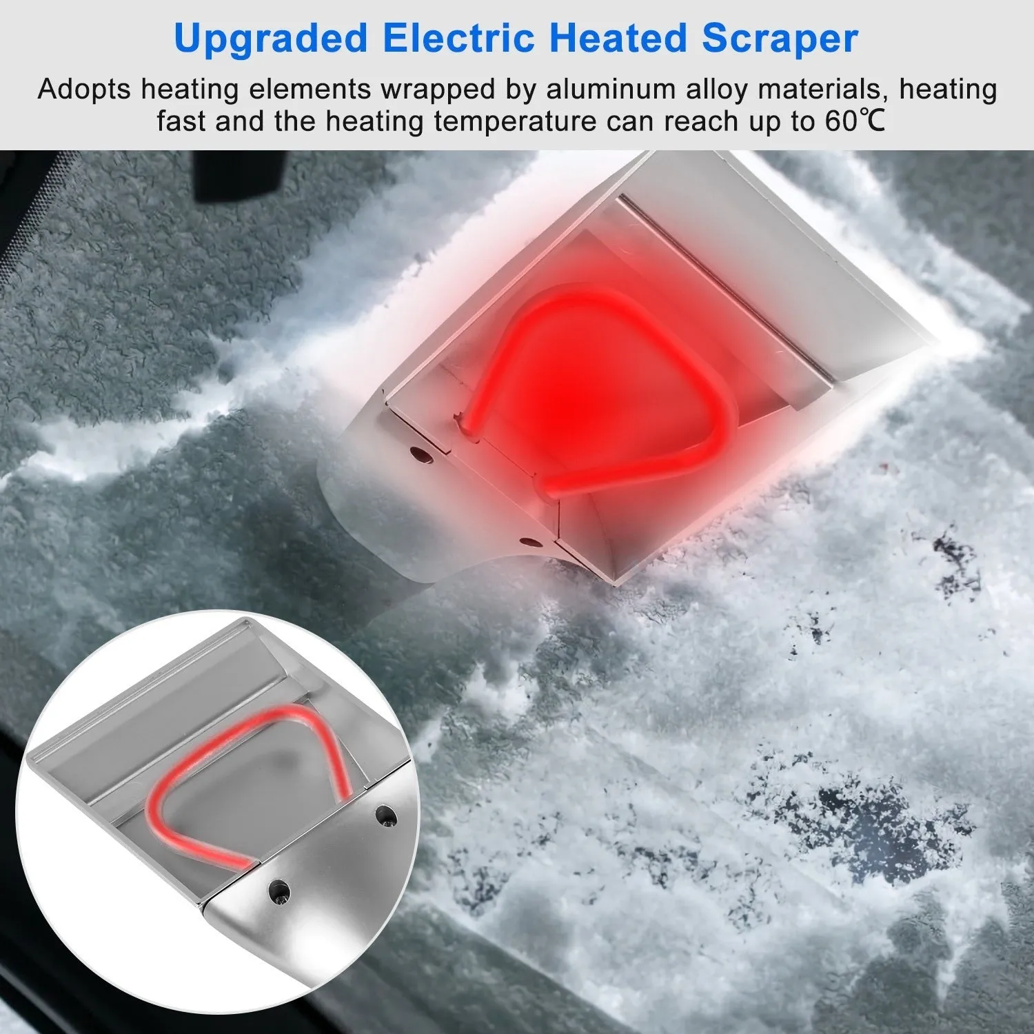 12V Car Electric Heated Ice Snow Scraper Window Ice Remover