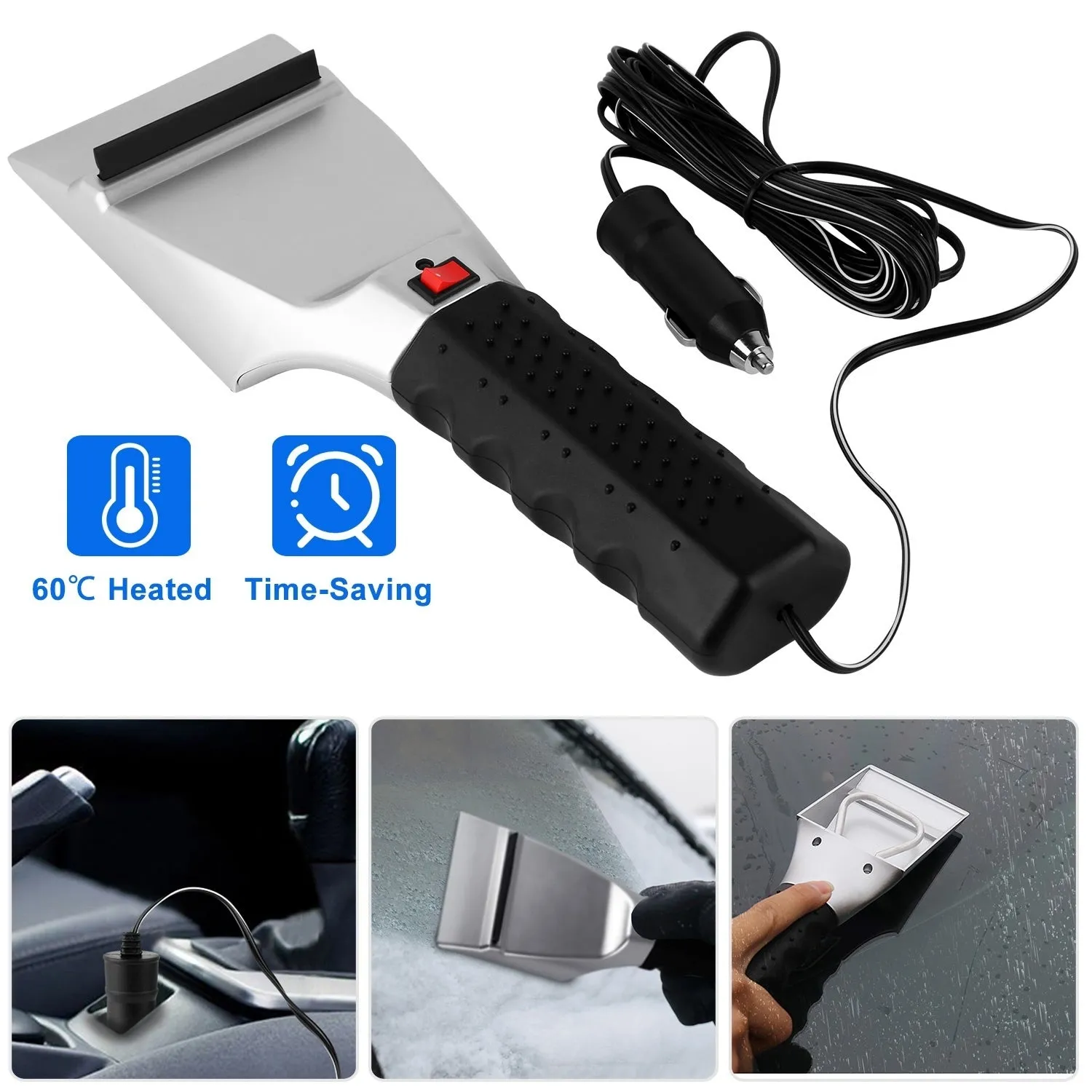 12V Car Electric Heated Ice Snow Scraper Window Ice Remover