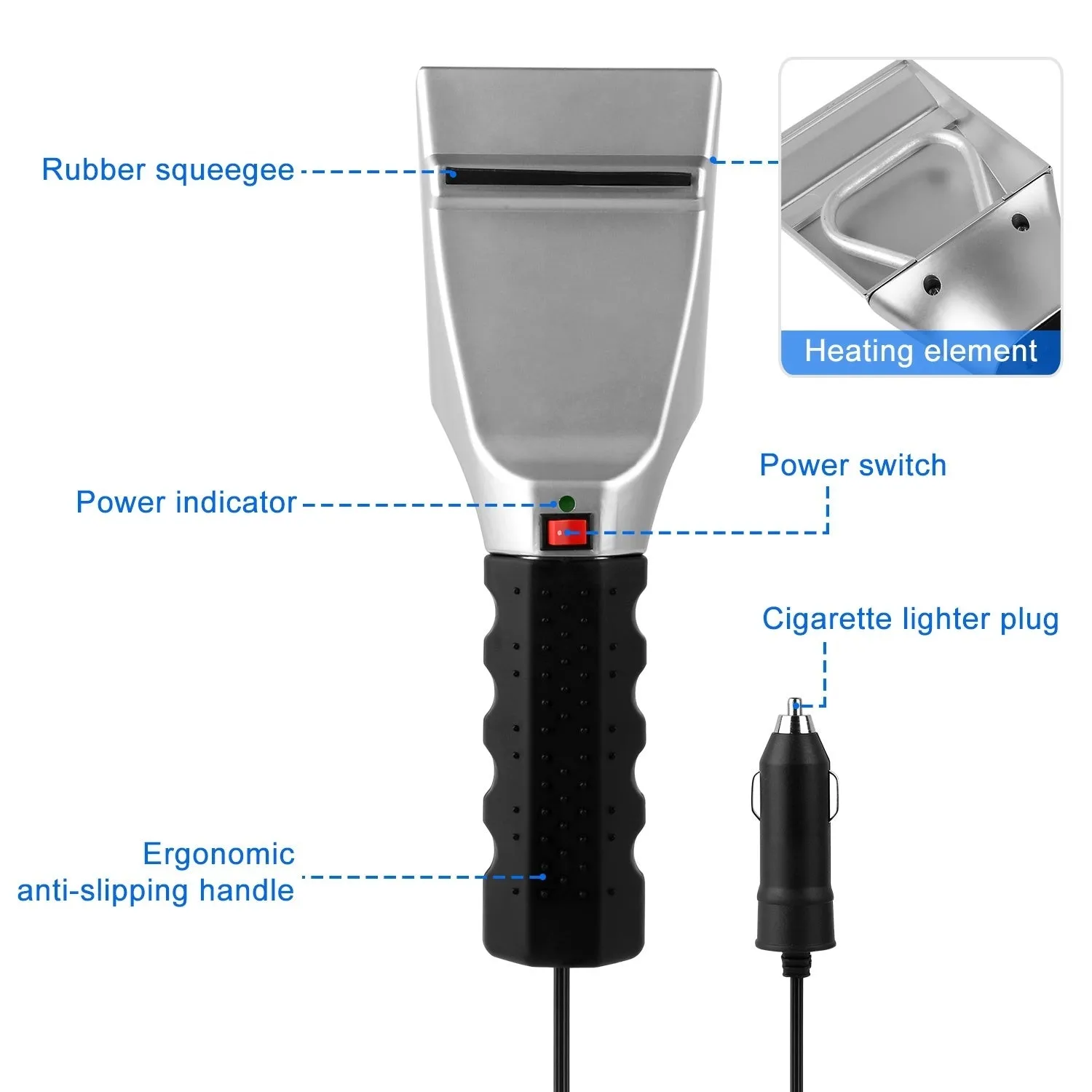 12V Car Electric Heated Ice Snow Scraper Window Ice Remover