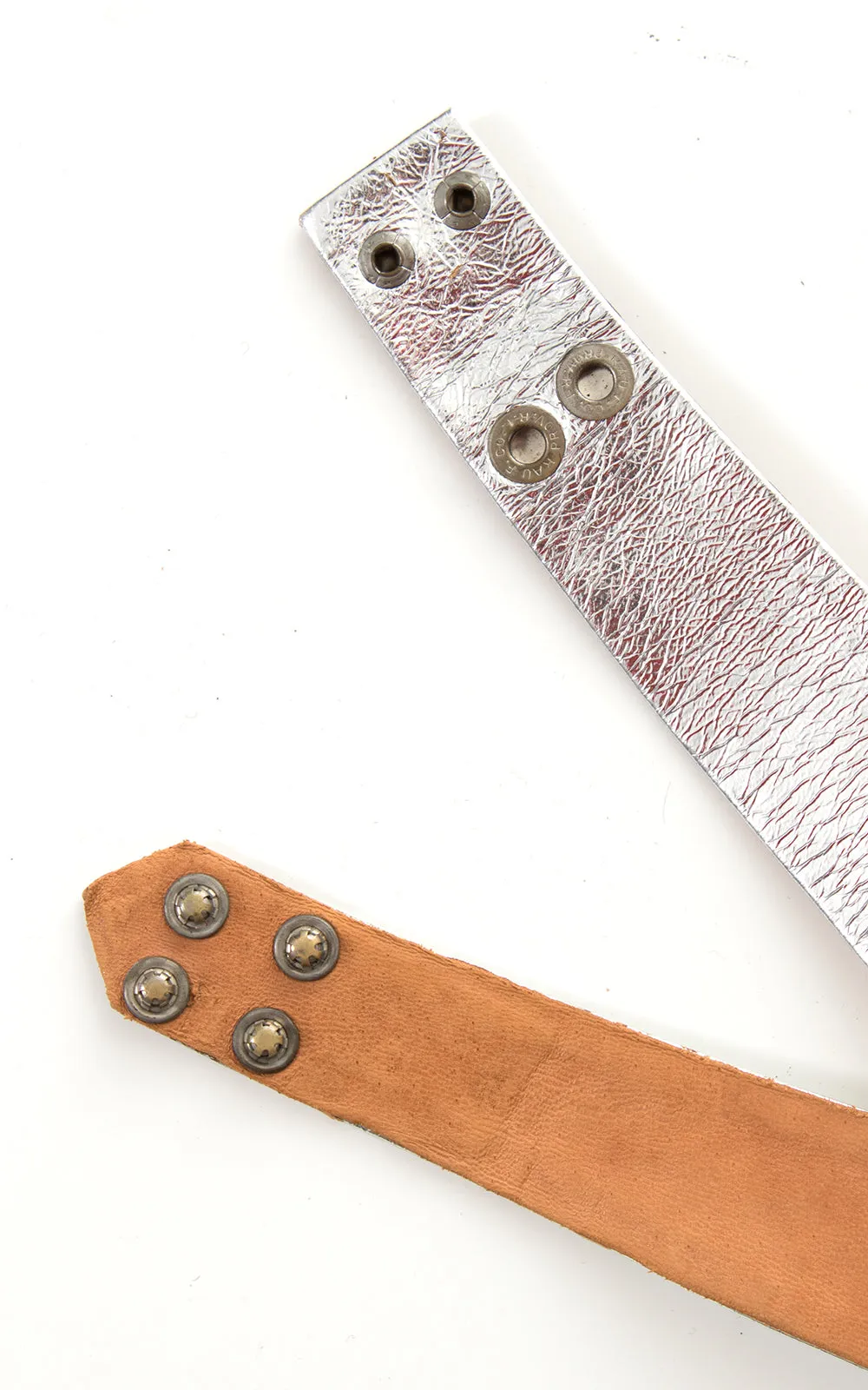 1950s Beaded Silver Leather Cinch Belt | small