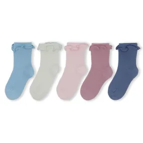 5pk Cotton Frilly Ankle Socks - Pastel