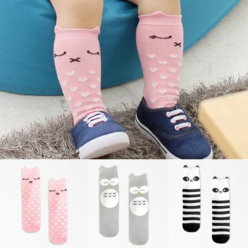 Baby Socks Girl Boy Animal Cotton Socks (10-24Months) (Anti-slip, Knee High)