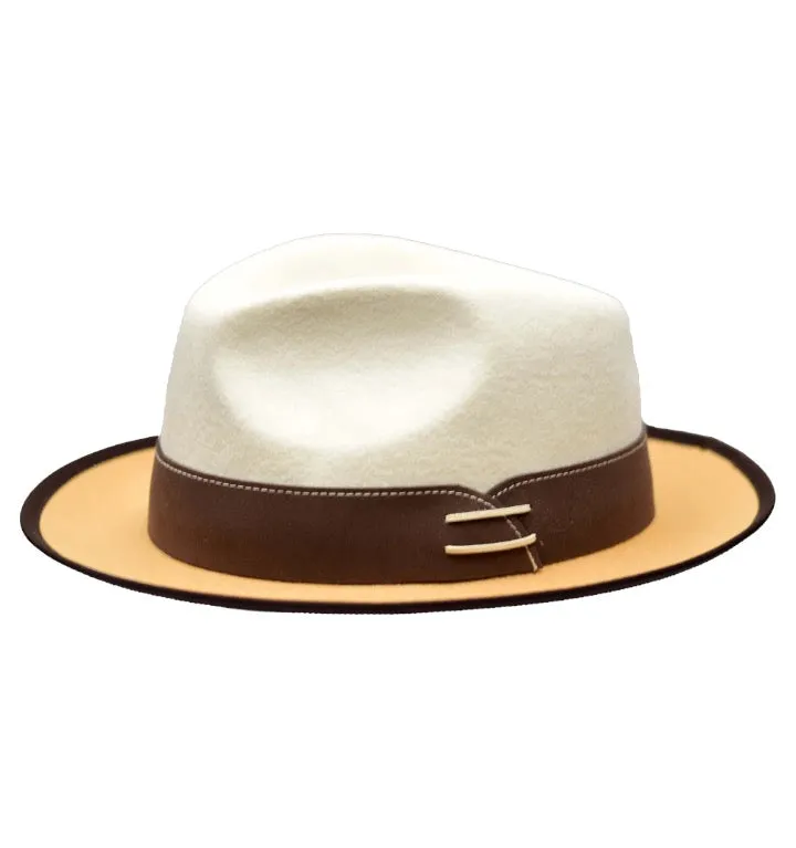 Bone/Camel/Brown Bruno Capelo Outcast Collection Wool Felt Fedora Men's Hat