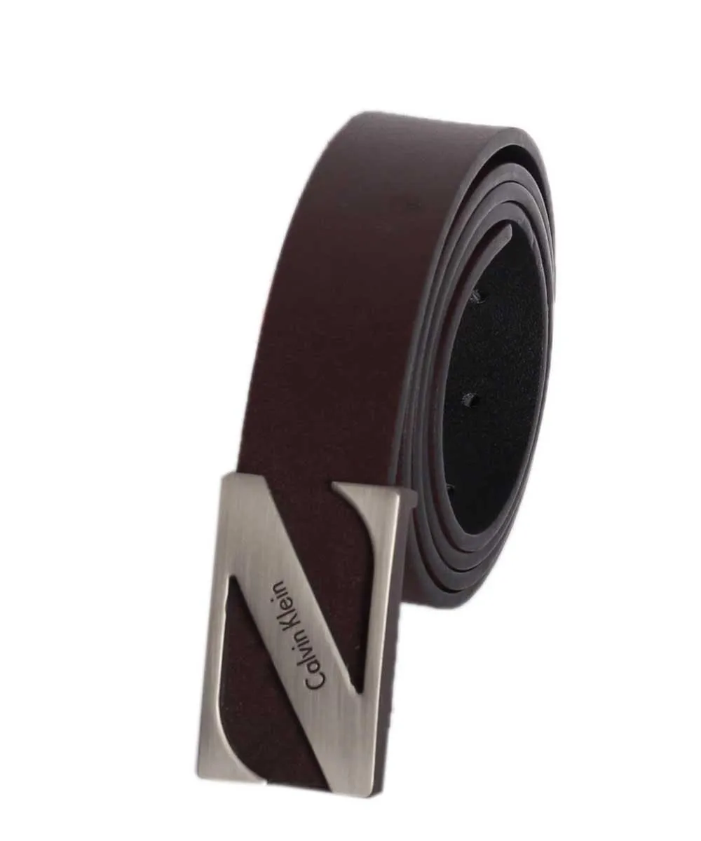 Calvin Klein Men's Newton Brown Leather Belt