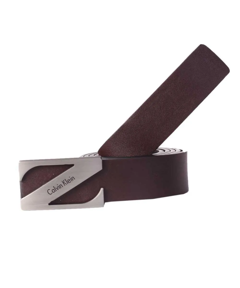 Calvin Klein Men's Newton Brown Leather Belt