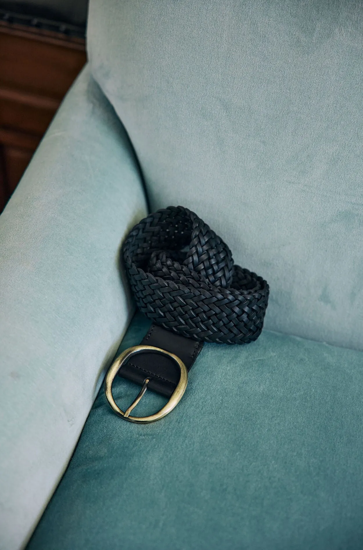 ELOISE BLACK BRAIDED LEATHER BELT