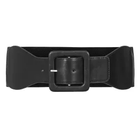 Faux Leather Stretch Belt by Banned Apparel in Black