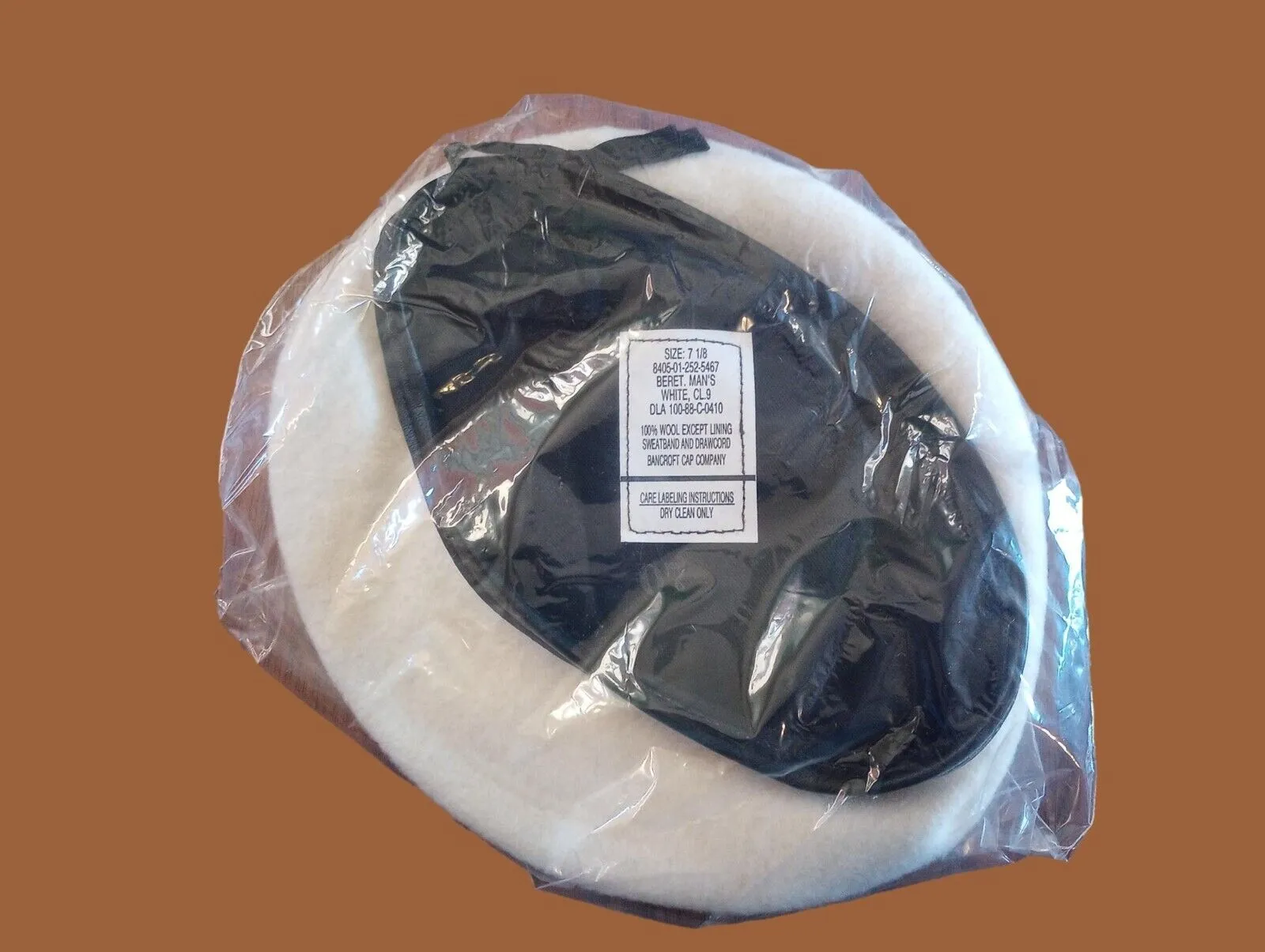 GENUINE U.S MILITARY ISSUE WHITE BERET WOOL BANCROFT  7 1/8  MEDIUM NEW USA MADE