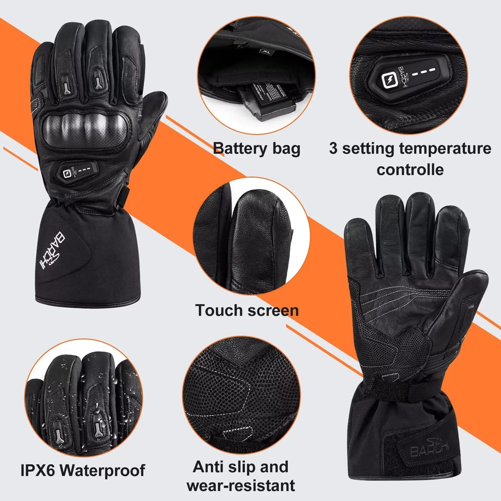 Heated Motorcycle Gloves - Microcarbon Fiber Warmth for Winter