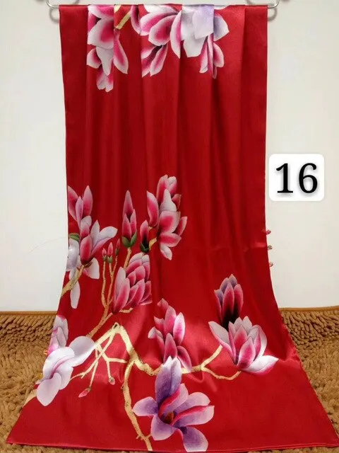 Heavy Weight Silk Women Shawl Silk Satin Double-layer Scarf With Button Pashmina Autumn Spring Ladies Scarves Shawl Wrap Retro