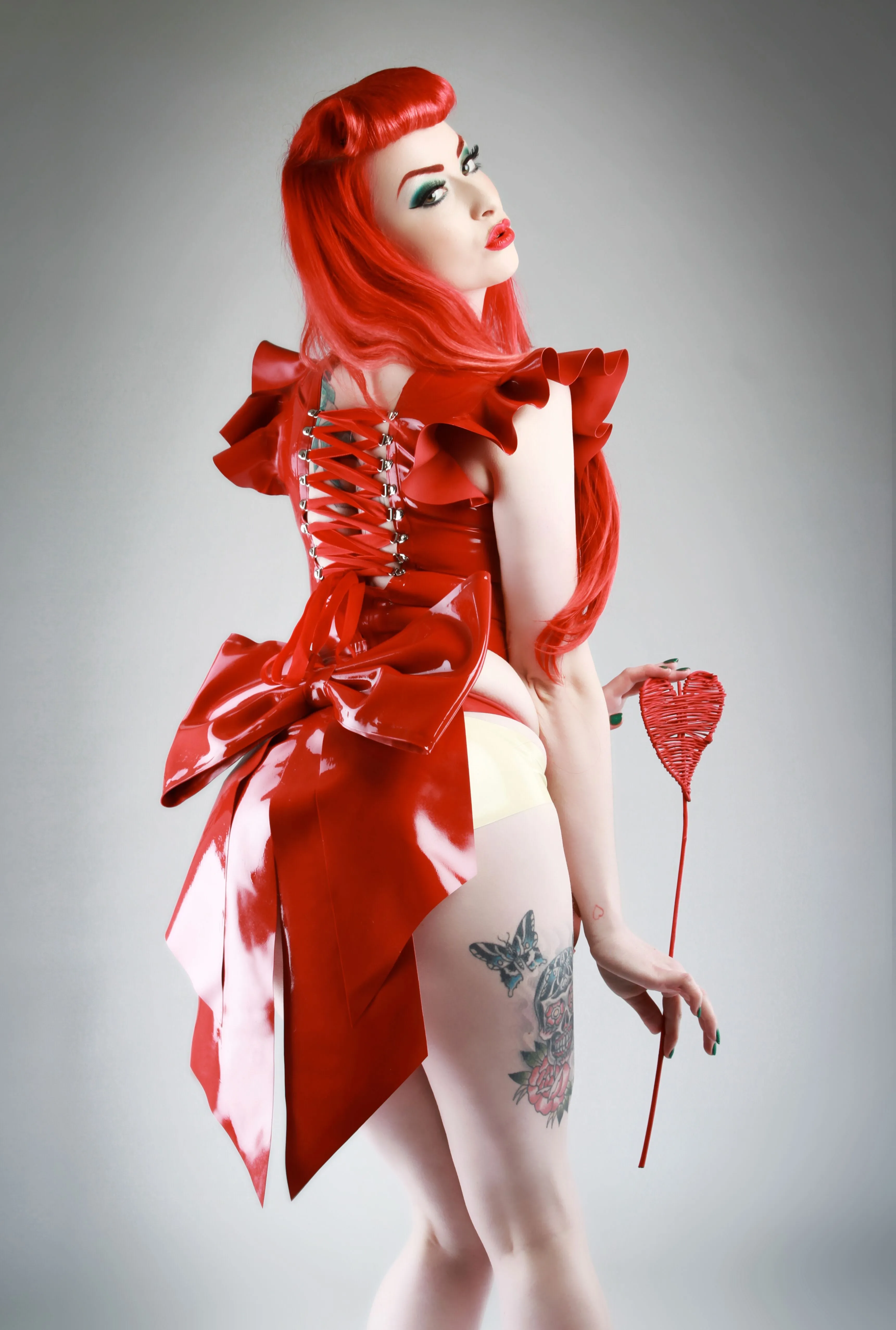 Latex Red Bow belt.