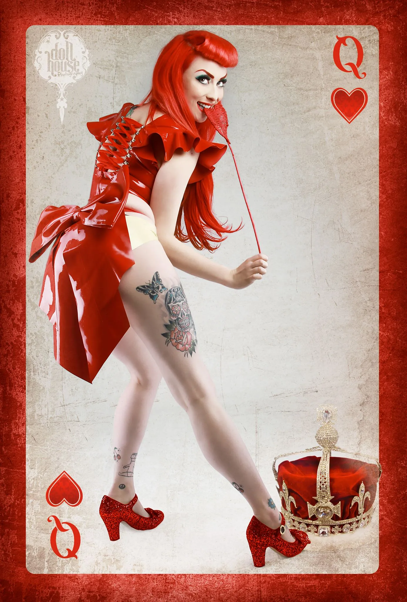 Latex Red Bow belt.