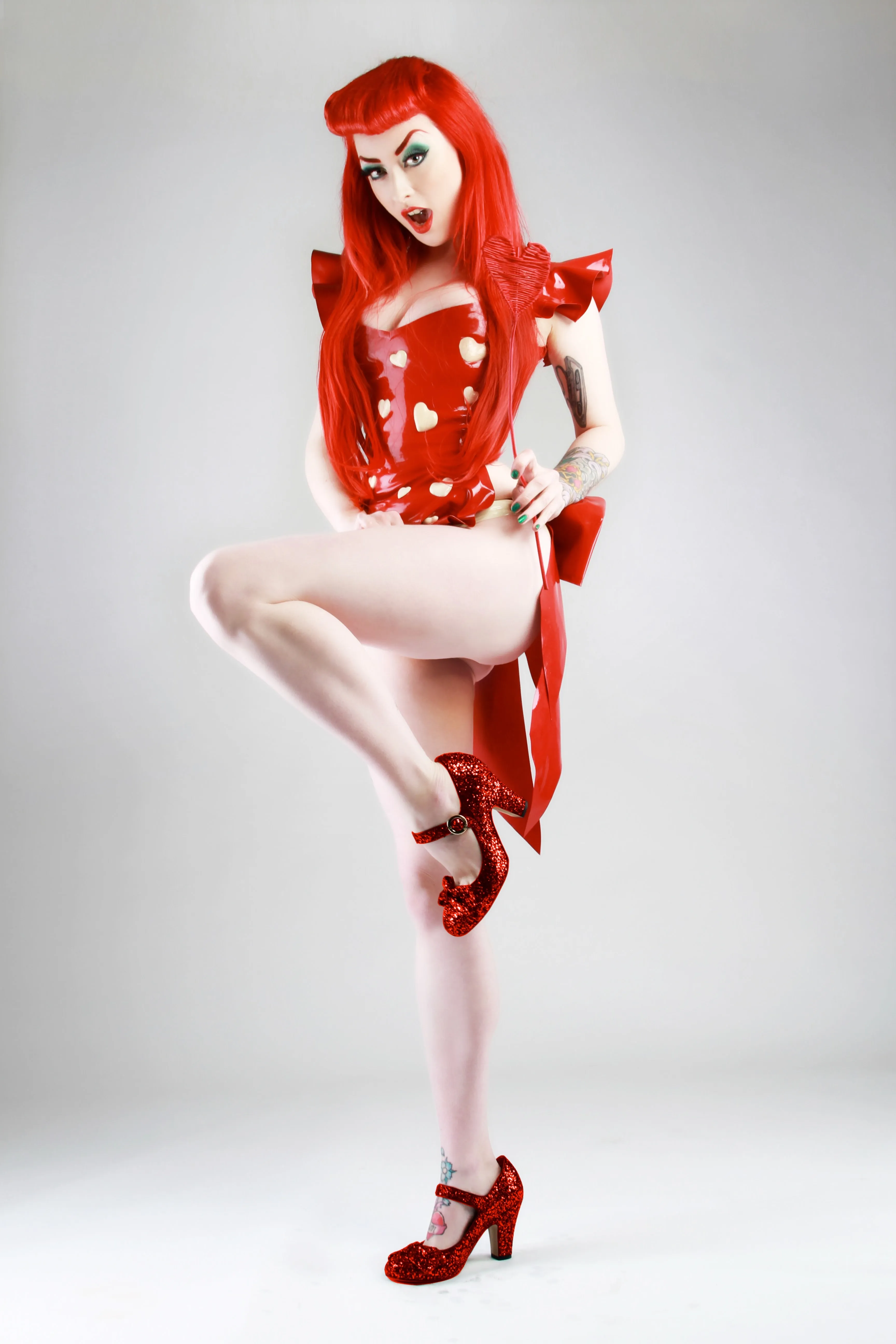 Latex Red Bow belt.