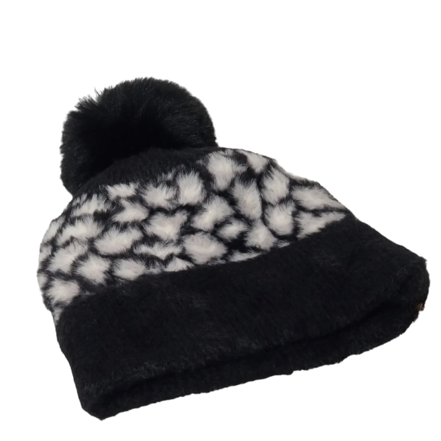 Leopard Print Pom Pom Hat