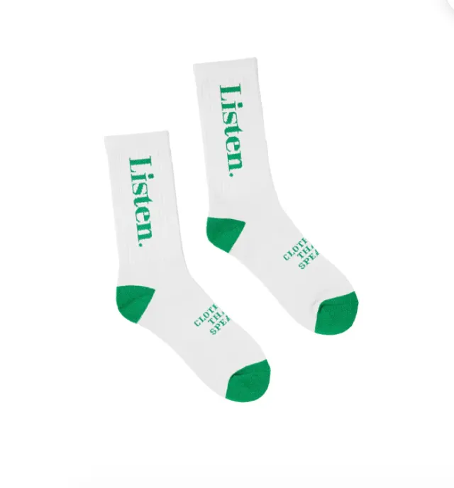 Listen - Logo Sock Green