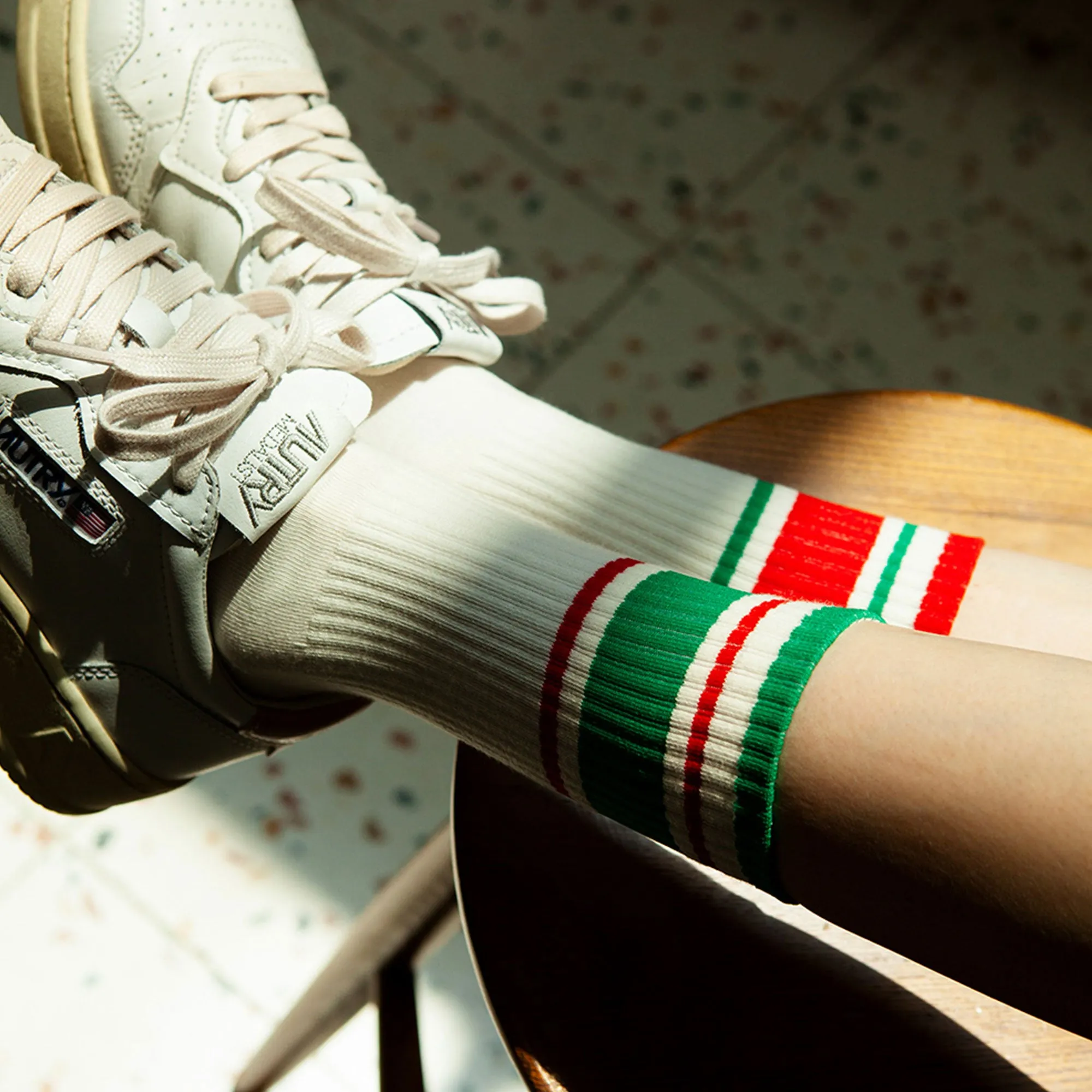 Men's Mismatched Vintage Stripe Socks - Red, Green, & White