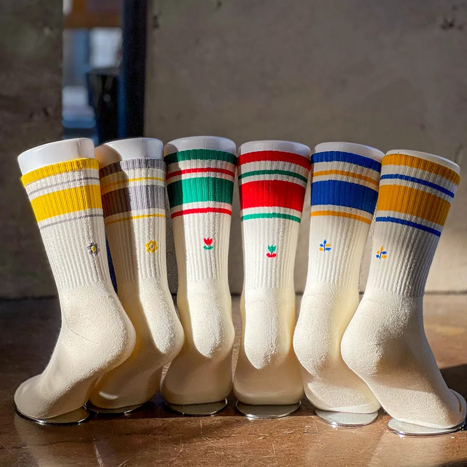 Men's Mismatched Vintage Stripe Socks - Red, Green, & White