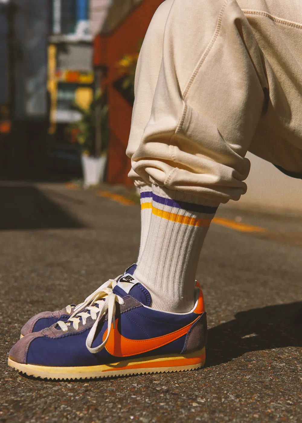 Men's Vintage Stripe Socks - Purple, Yellow, & White