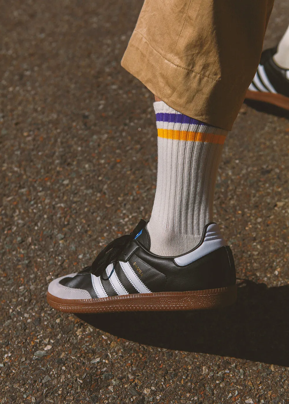 Men's Vintage Stripe Socks - Purple, Yellow, & White