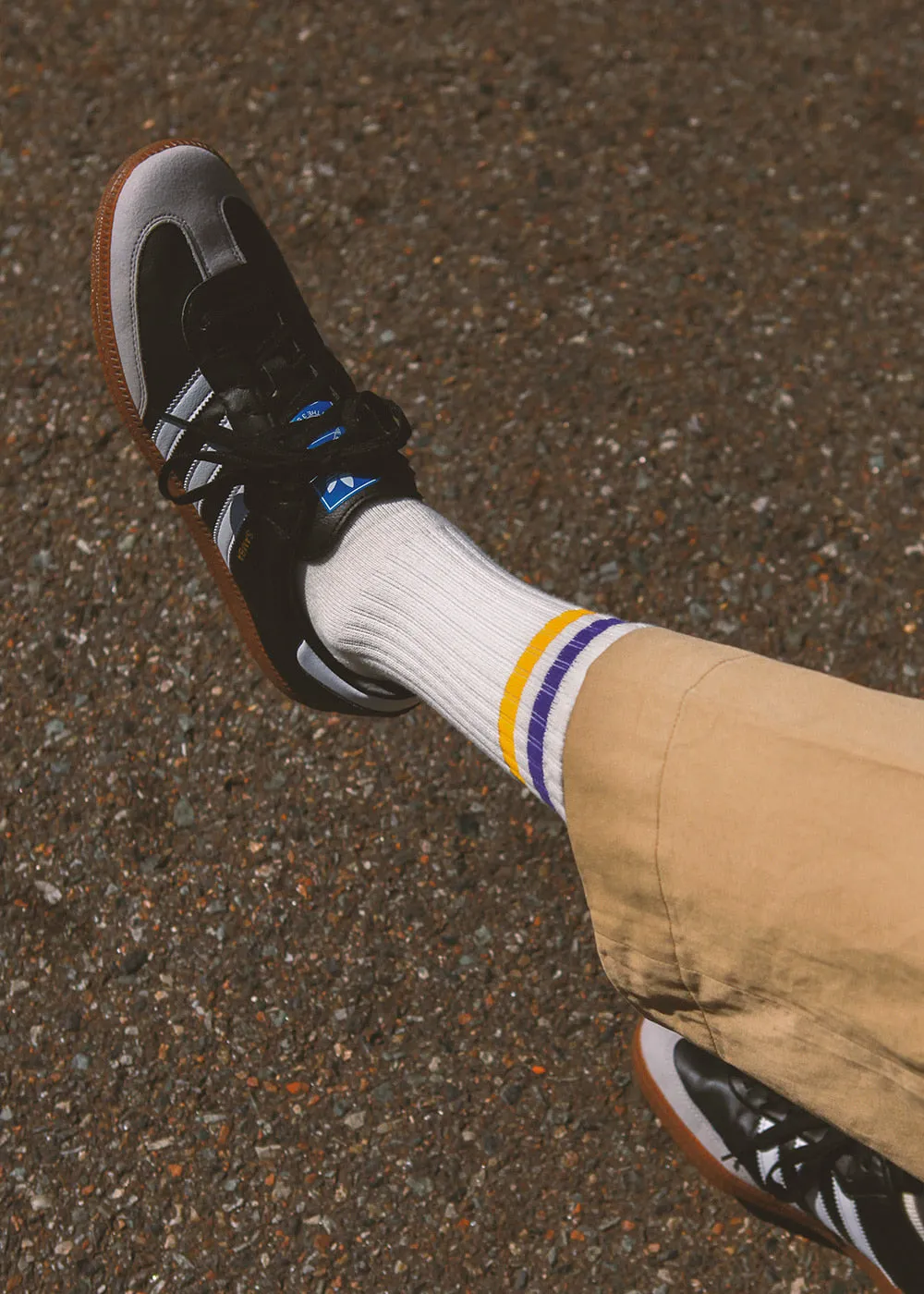 Men's Vintage Stripe Socks - Purple, Yellow, & White