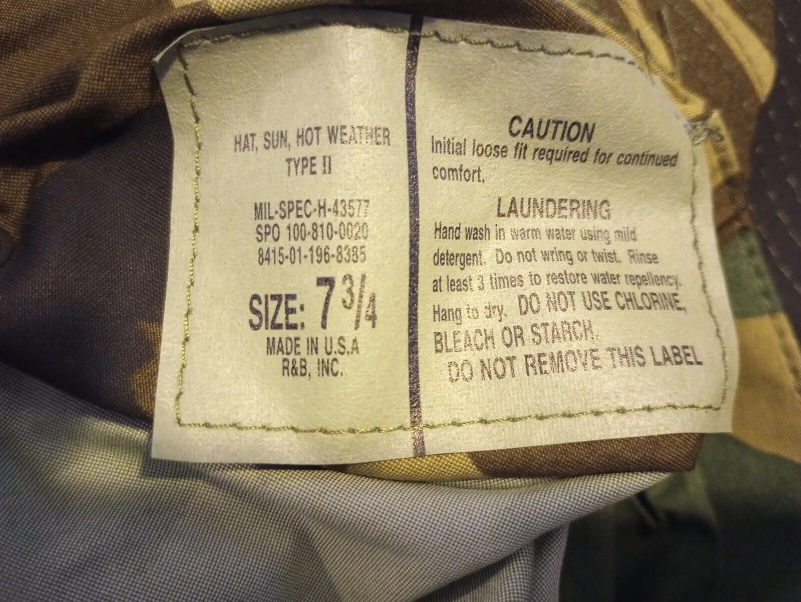 Military issue Boonie Hat Woodland Camouflage Special Ops Wide Brim 3" USA Made