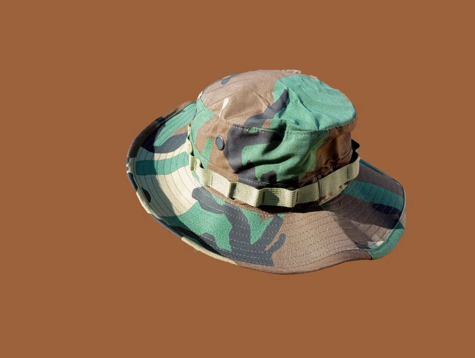 Military issue Boonie Hat Woodland Camouflage Special Ops Wide Brim 3" USA Made