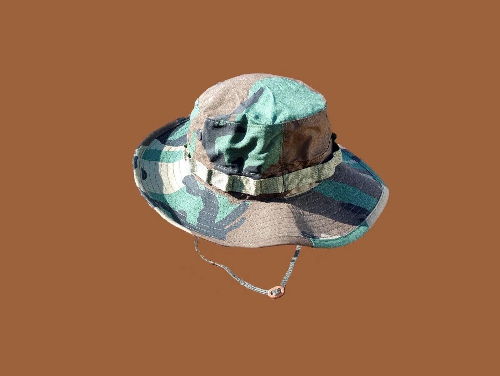 Military issue Boonie Hat Woodland Camouflage Special Ops Wide Brim 3" USA Made