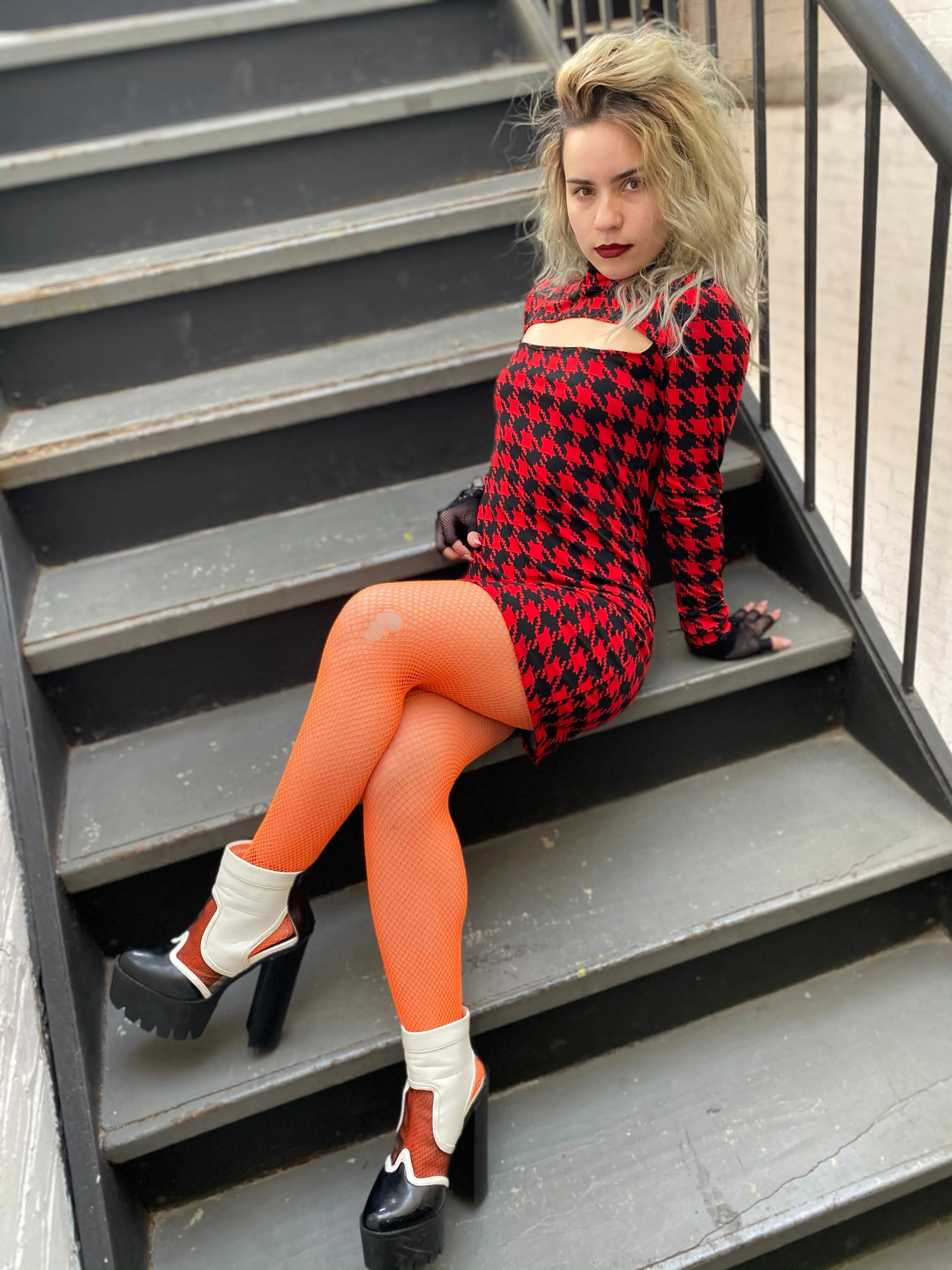 Red Houndstooth Dress (Small)