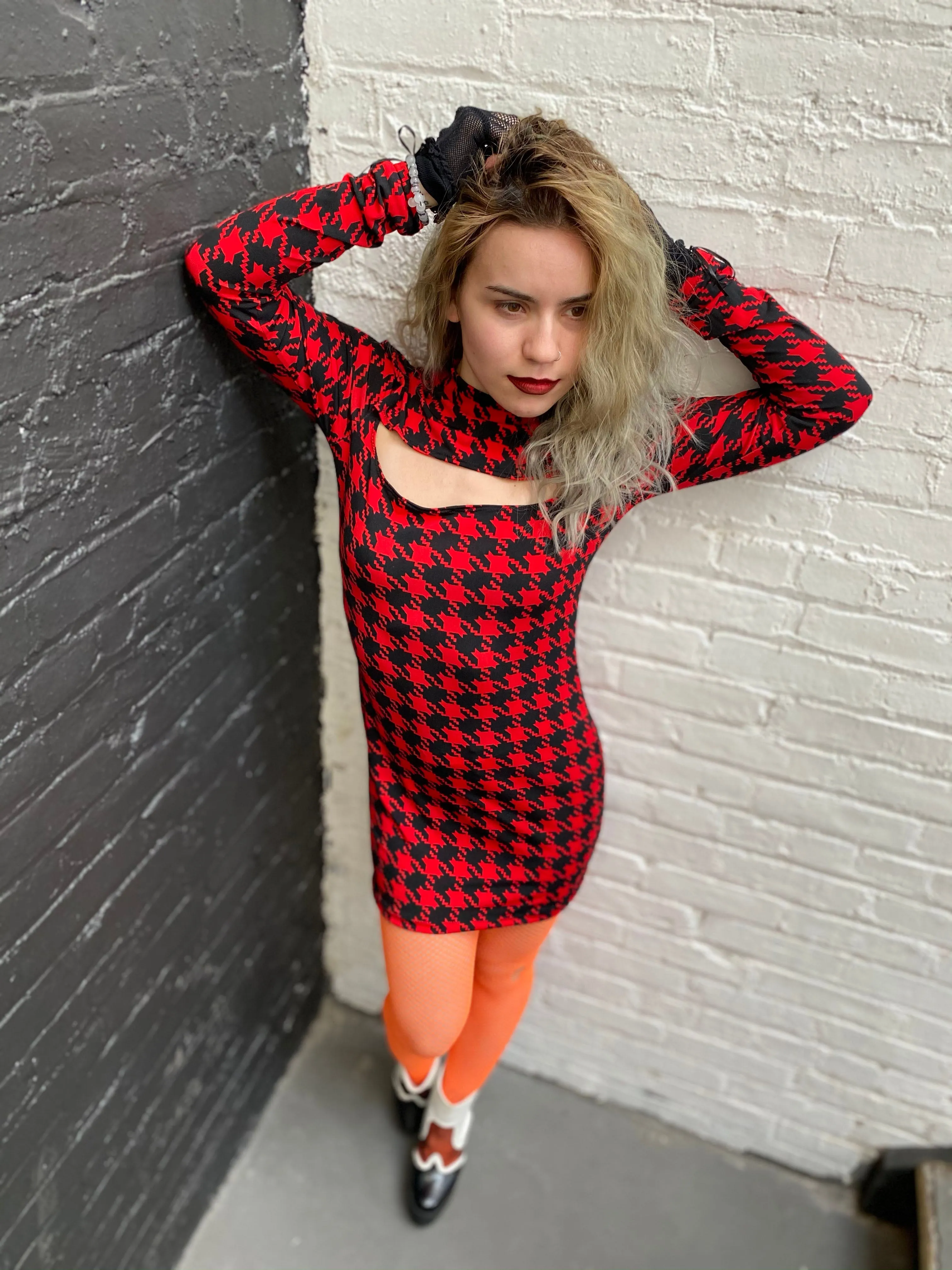 Red Houndstooth Dress (Small)