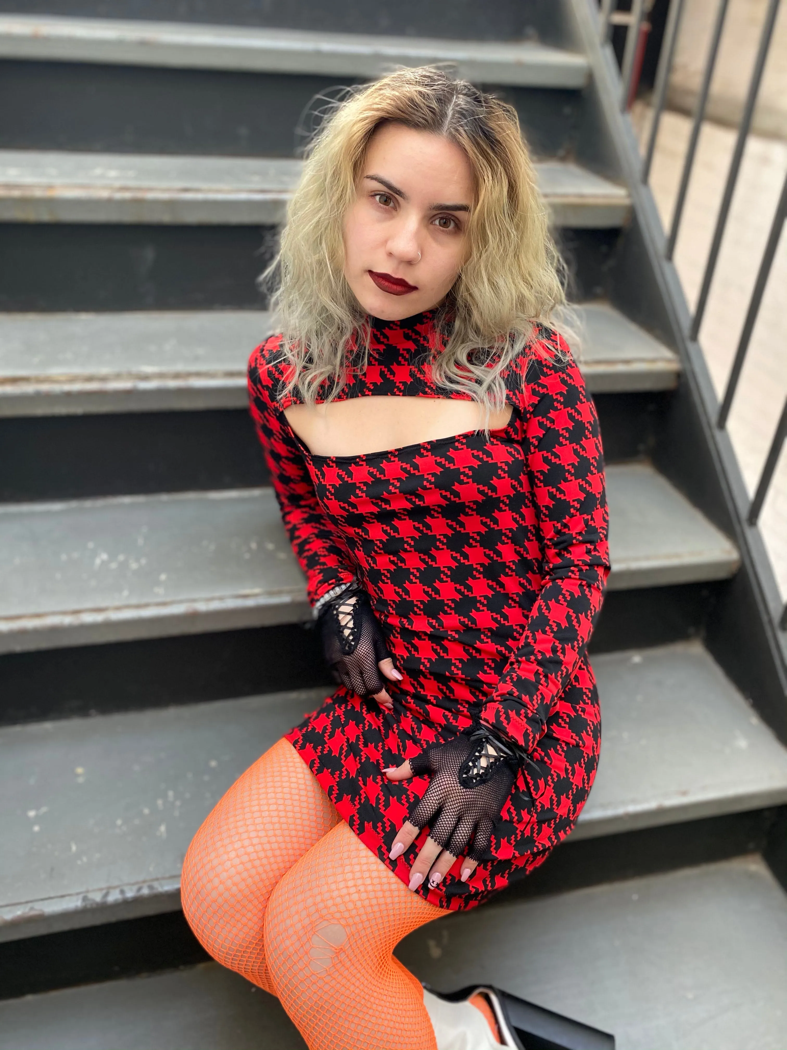 Red Houndstooth Dress (Small)