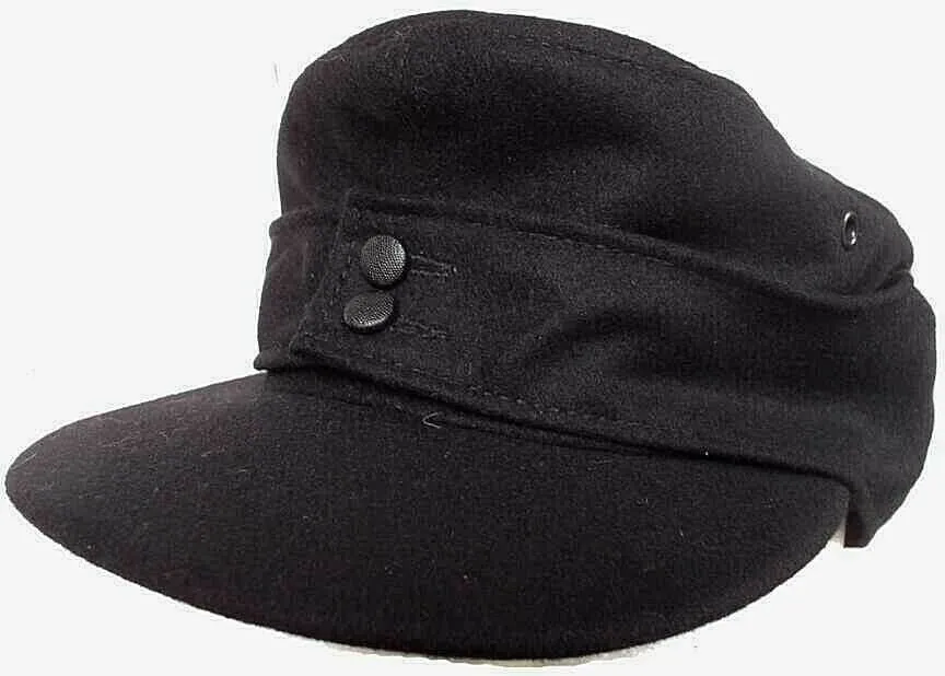 Reproduction German Army M-43 Military Cap Black Panzer Tanker Hat Wool Blend
