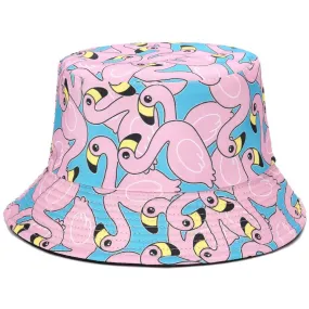 Reversible Printed Bucket Hat Flamingo JH908 Pink