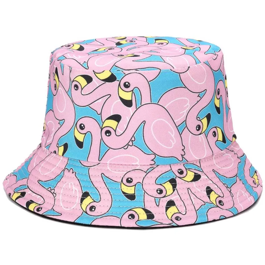 Reversible Printed Bucket Hat Flamingo JH908 Pink