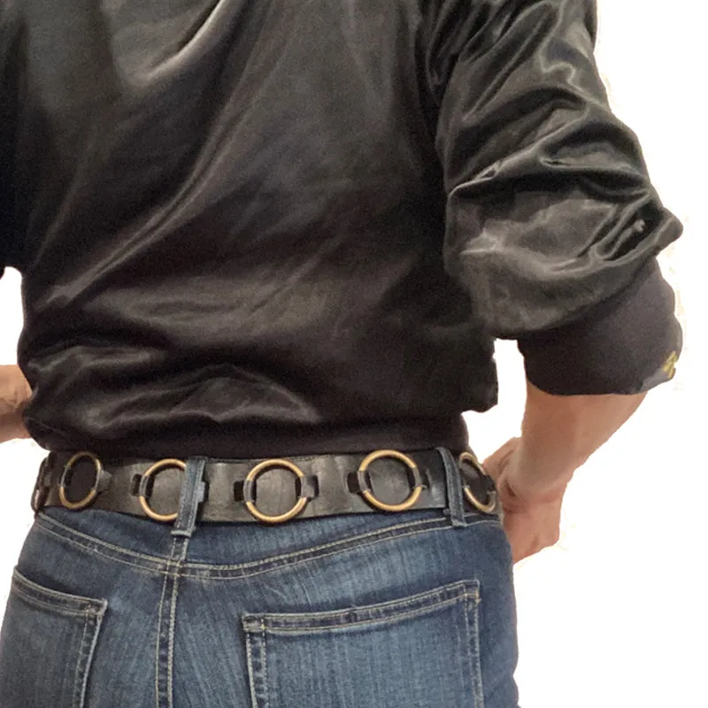 Ring-Around Belt - Black with Antique Brass