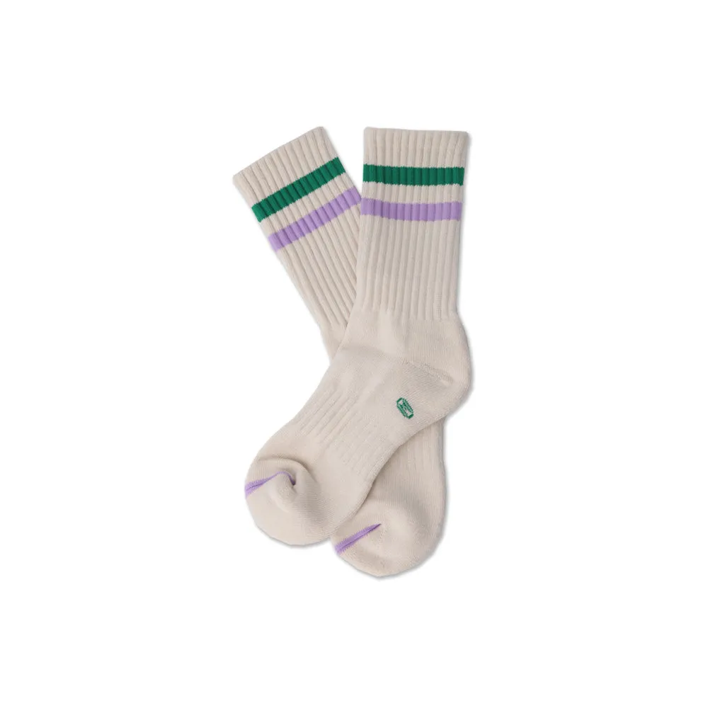 Women's Vintage Stripe Socks - Green, Purple, & Cream