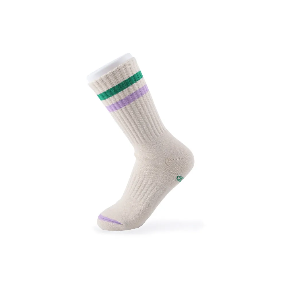 Women's Vintage Stripe Socks - Green, Purple, & Cream